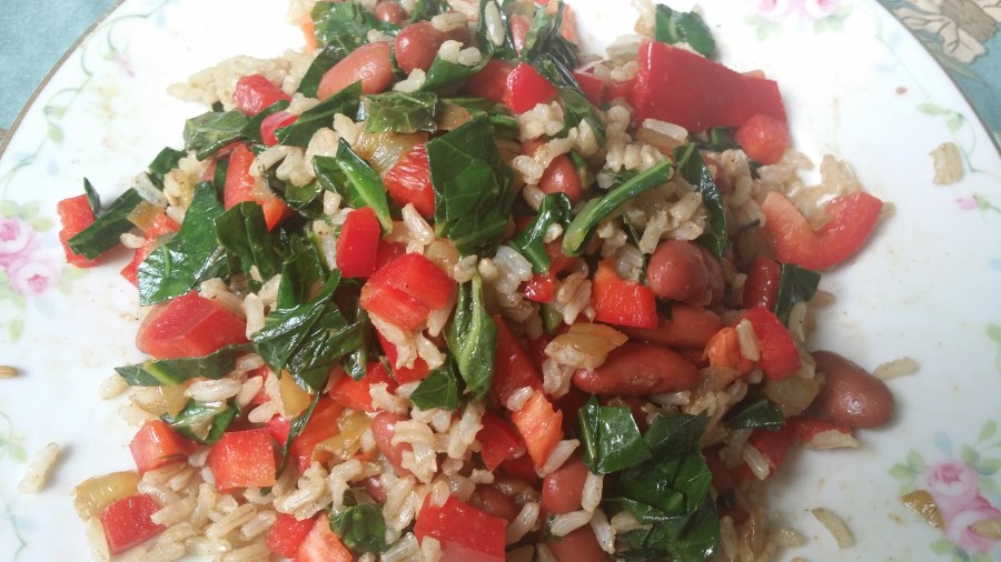 Healthy Kale Brown Rice and Pinto Beans&nbsp;Salad